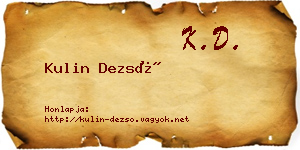 Kulin Dezső névjegykártya